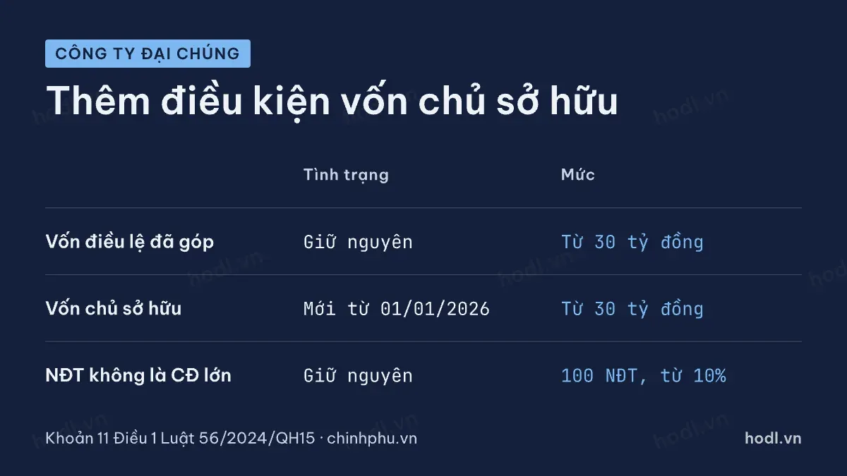 Điều kiện công ty đại chúng theo luật chứng khoán 2024 sửa đổi