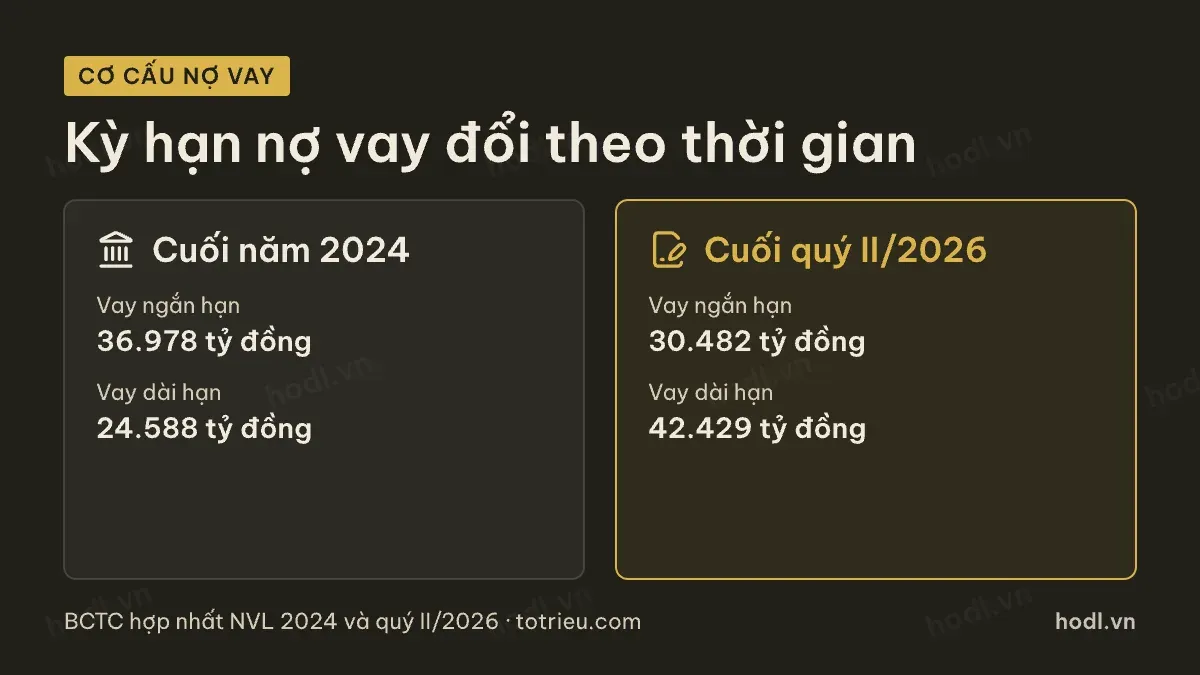 Cơ cấu nợ vay của cổ phiếu NVL theo kỳ hạn