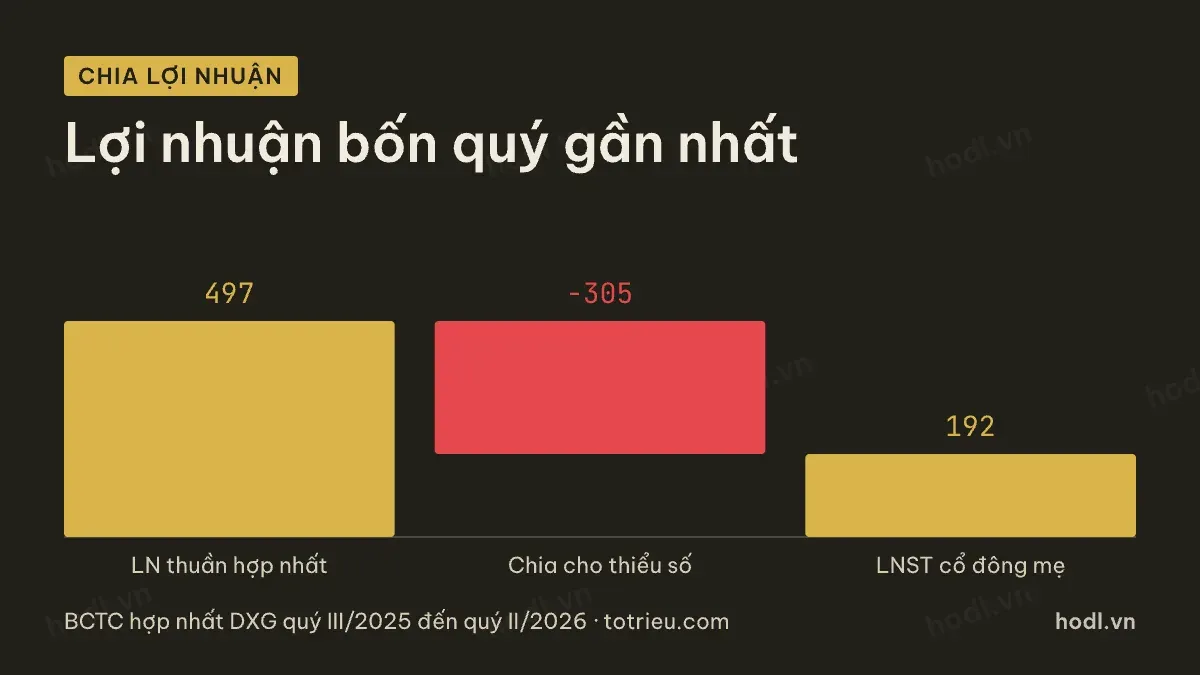 Lợi nhuận bốn quý gần nhất của cổ phiếu DXG