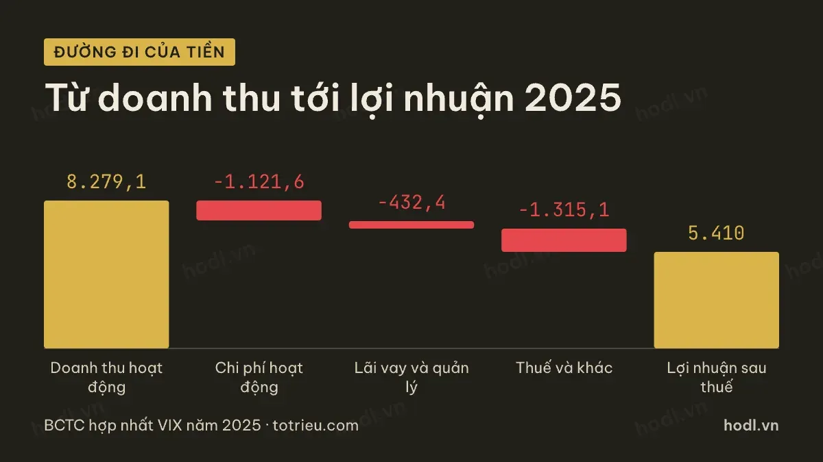 Đường đi từ doanh thu tới lợi nhuận của cổ phiếu VIX