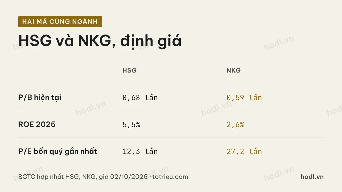 So sánh định giá cổ phiếu HSG và NKG