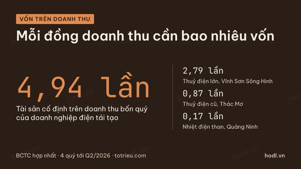 Vốn đầu tư trên mỗi đồng doanh thu của các loại hình doanh nghiệp điện