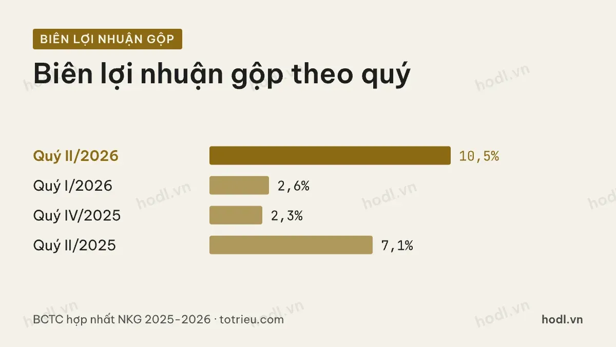 Biên lợi nhuận gộp theo quý của cổ phiếu NKG