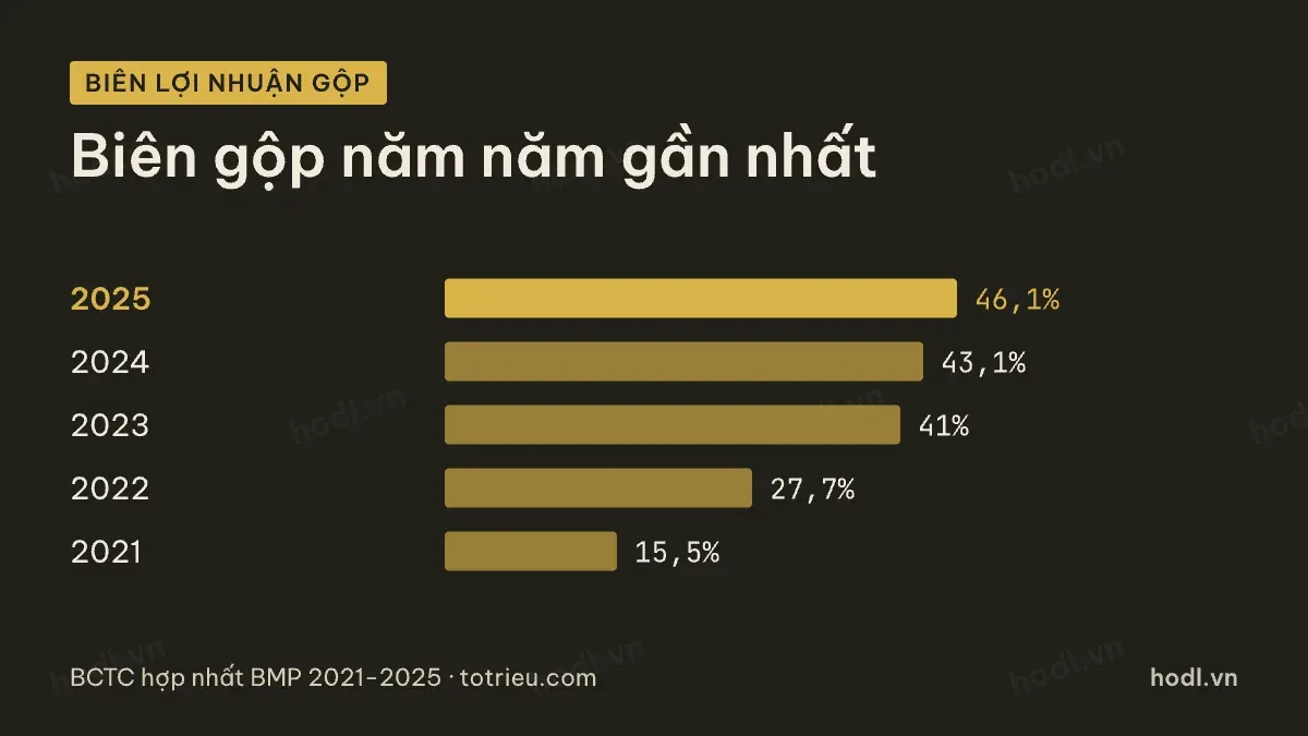 Biên lợi nhuận gộp khi định giá cổ phiếu BMP