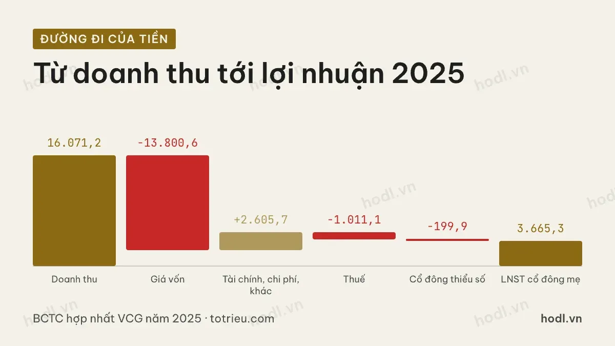 Đường đi của lợi nhuận cổ phiếu VCG năm 2025