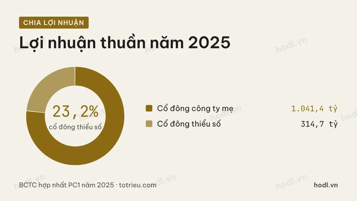 Lợi nhuận cổ phiếu PC1 chia cho ai năm 2025