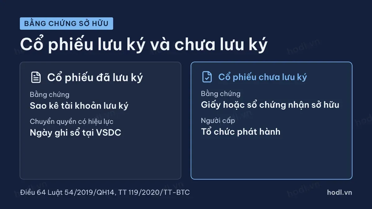 Bằng chứng sở hữu cổ phiếu đã lưu ký và chưa lưu ký