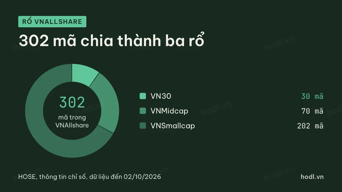 VN All-Share gồm 302 mã chia thành ba rổ