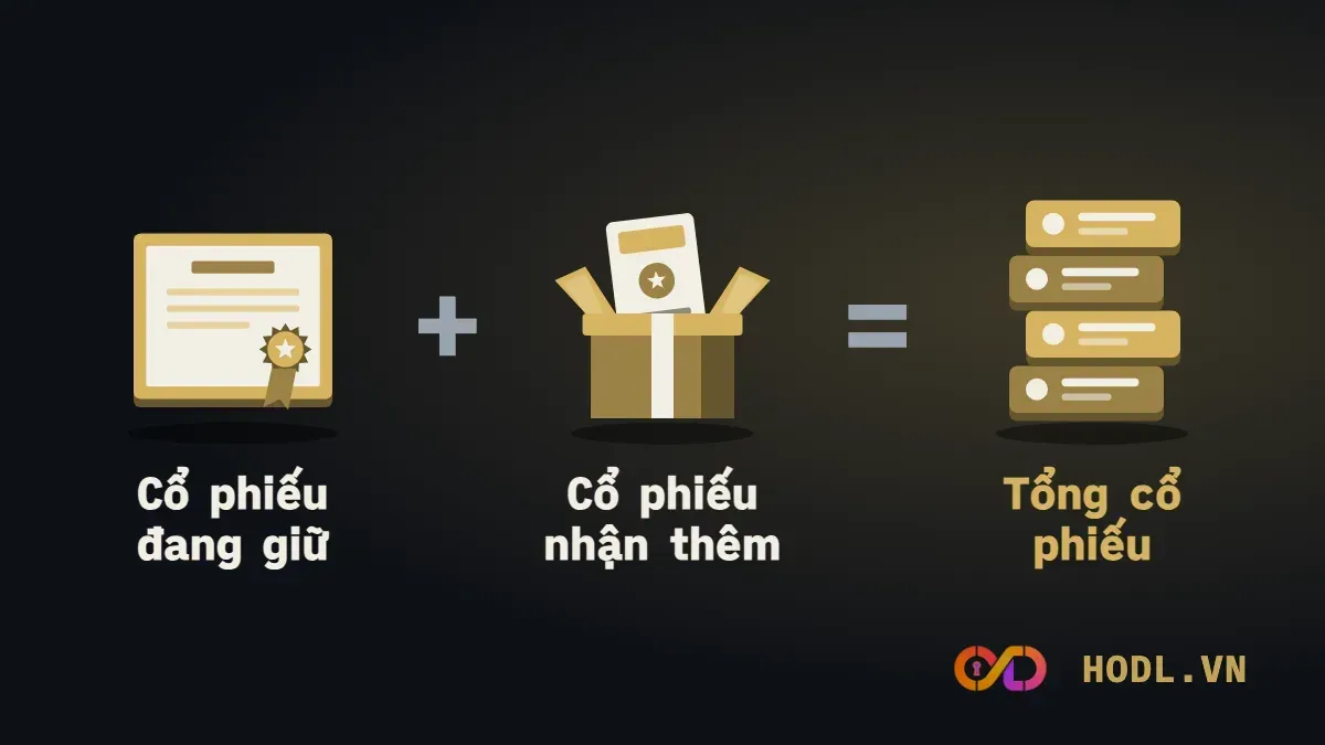 Cổ phiếu đang giữ cộng cổ phiếu nhận thêm thành tổng cổ phiếu
