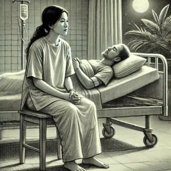 Chị Dậu trầm tư trước một khoản nợ lớn sau khi anh Dậu khỏi bệnh